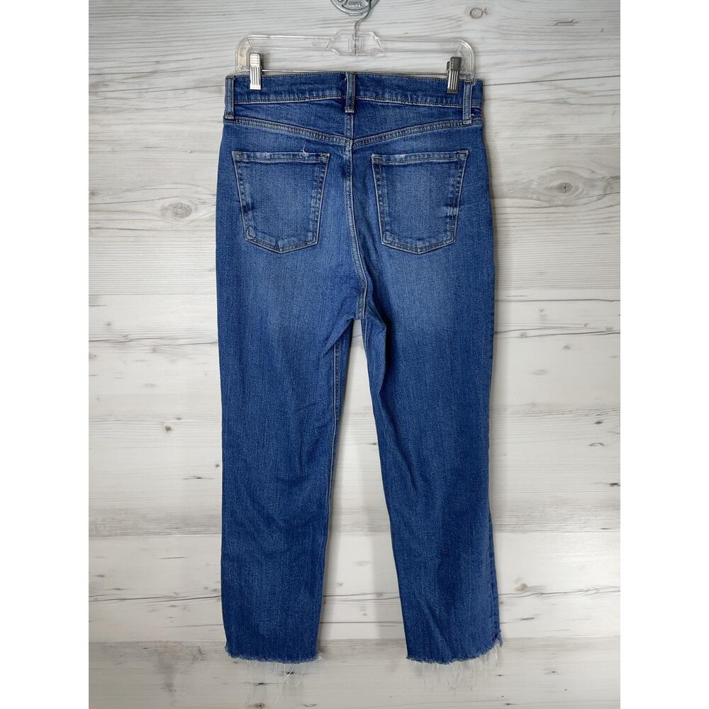 Old Navy Womens 10 Blue Sky-Hi Straight Extra High Rise Distressed Jeans Distroy - Picture 7 of 13